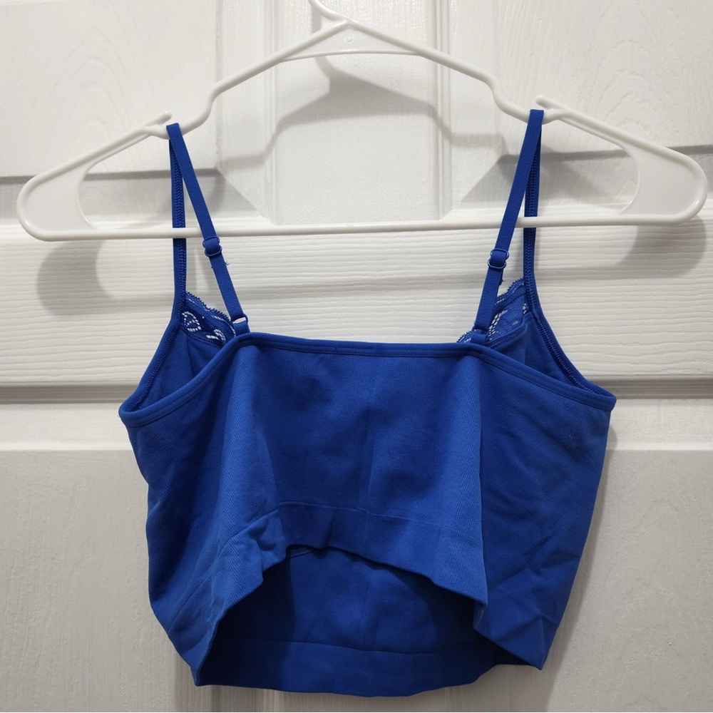 Aerie Seamless Rooftop Garden Lace Bra Top in Cobalt Blue - Picture 6 of 10
